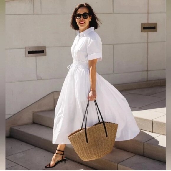 J. Crew Elena shirt-dress in cotton poplin, white size 8 - Picture 3 of 8